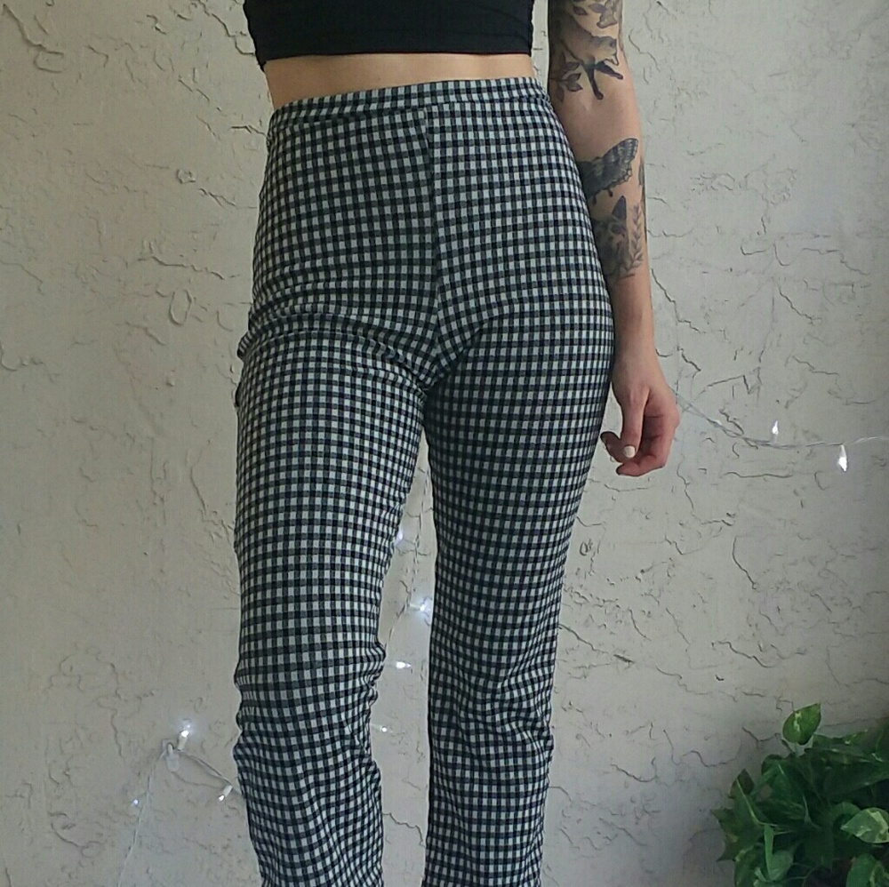 vintage high waisted gigham pants